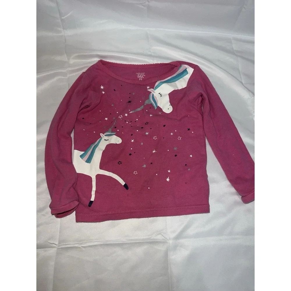 Just One You Carter Baby Girls Pink Unicorn Size 2T Long Sleeve Shirt No Flaws